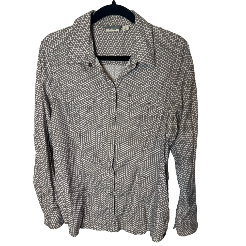 L.L. Bean Women’s Snap-Front Patterned Long Sleeve Shirt Size Large